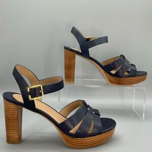 NEW Lauren Ralph Lauren Women’s Soffia Nappa Leather Sandals Navy Size 9.5B